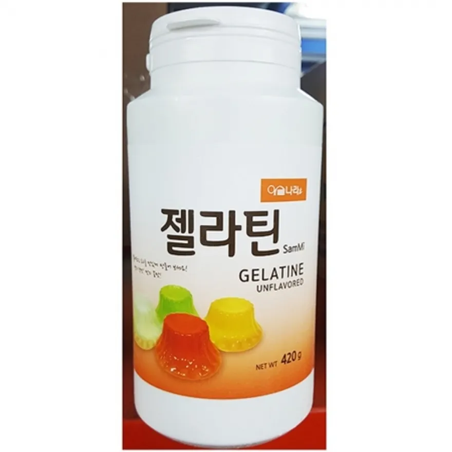 젤라틴가루(이슬 420g) 디저트재료 푸딩재료 대용량 업소용 제과제빵재료 젤라틴파우더 분말젤라틴 이슬젤라틴 식자재 이미지