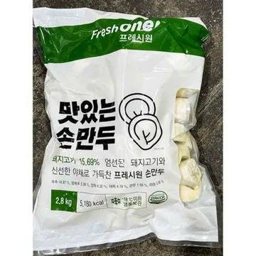 고기손만두(프레시원 28g x100입 2.8K) 1개 식자재 업소용 대용량 프레시원 고기 고기손만두 아하 사조오양 업소용 엄지 대량 아하김치