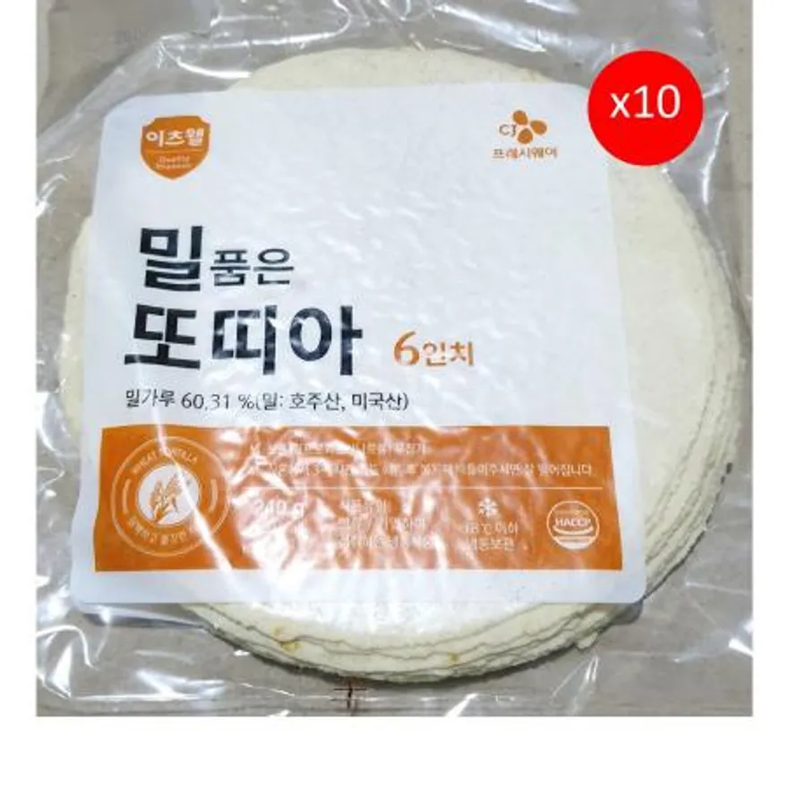 이츠웰 밀품은또띠아(6인치 12장 240g) X10 또띠아 업소용또띠아 대용량또띠아 식자재 샌드위치재료 랩요리재료 6인치또띠아 퀘사디아재료 이미지