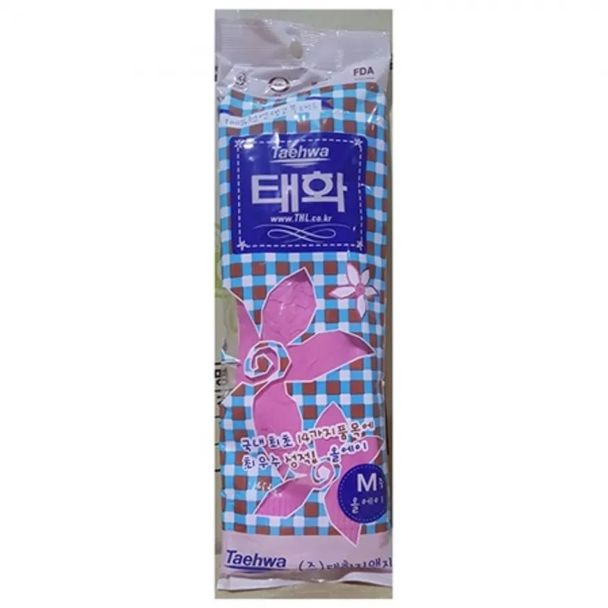 고무장갑(올A 중M 분홍 태화 ) 50개 식자재 업소용 대용량 명진 생활공작소 코스트코 태화지앤지 태화 마미손 모스트픽 유한킴벌리 라텍스 이미지