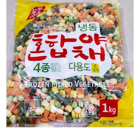황보마을 혼합야채(4종 샐러드용 1K) 샐러드야채 냉동샐러드 손질야채 업소용혼합야채 식자재야채 대용량채소 식당재료 샐러드재료 황보마을야채