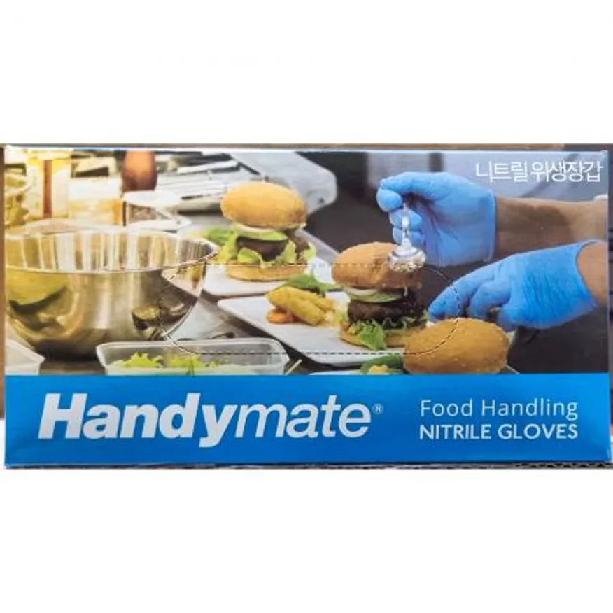 핸디메이트 니트릴장갑 블루 L 100매 핸디메이트장갑 블루장갑 일회용장갑 위생장갑 조리용장갑 주방용품 위생용품 미용실장갑 업소용장갑 이미지
