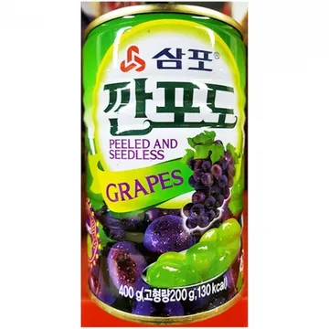 깐포도캔(삼포 400g) 24개 식자재 업소용 대용량 삼포 깐 포도 통조림 삼포식품 삼포과일 죽순캔 과일