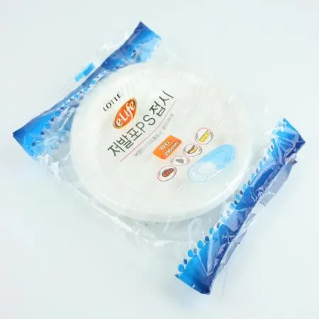 롯데-저발포PS접시 200Ø 업소용 일회용품 식당비품 포장용기 배달용품 ps접시 일회용접시 플라스틱접시 접시 테이크아웃 이미지