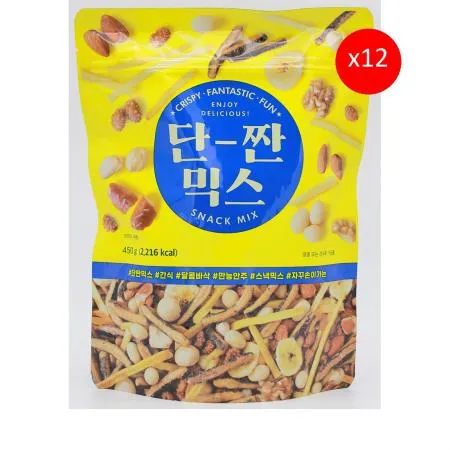 단짠믹스(450g) 12개 식자재 업소용 대용량 추억의 단짠믹스 대용량 어쏠티드피넛츠 빠르미쇼핑 크리스피 선명농수산 황남 오징어