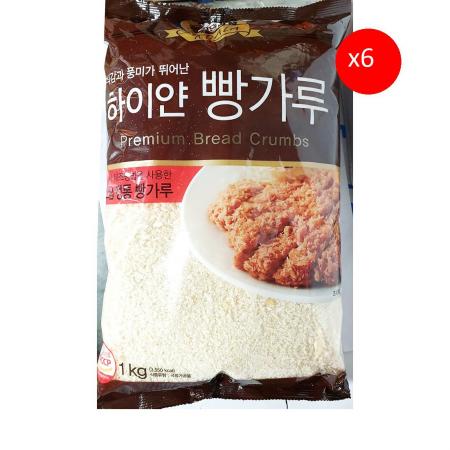 하이얀빵가루(코알라 1k) X6 빵가루 업소용 튀김재료 돈까스재료 튀김옷 건식빵가루 식자재 대용량