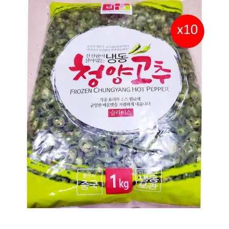황보마을 청양고추(슬 1K) 10개 식자재 업소용 대용량 황보마을 냉동 청양고추 제이제이무역 식재료용 글로벌