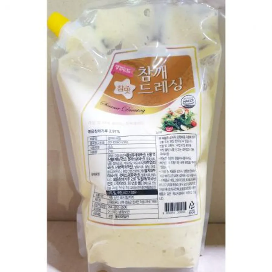 참깨드레싱(평강 2k) 1개 식자재 업소용 대용량 평강 한끼스토리 파우치 흑임자 시저 참깨 크림시저 이미지