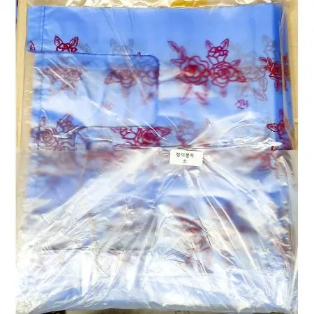 비닐봉투(장미 소2호 40x50cm 70입) 식자재 업소용 대용량 비닐봉투 하나 손잡이 단무지 비닐 봉투 파란색 용 청색