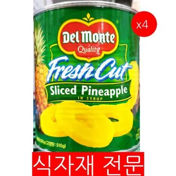 파인애플(델몬트 슬 836g) 4개 식자재 업소용 대용량 델몬트 쿡샵 이츠웰 파인애플 파인에플캔 돌 파인애플캔 신세계푸드 삼양