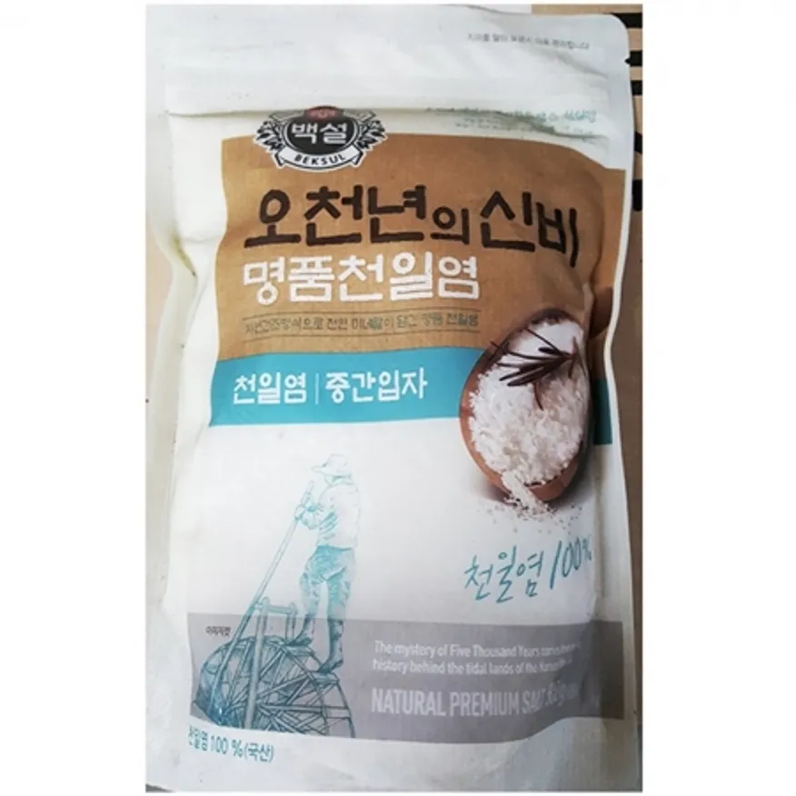 백설 오천년의신비 천일염 중간입자 500g X12 이미지