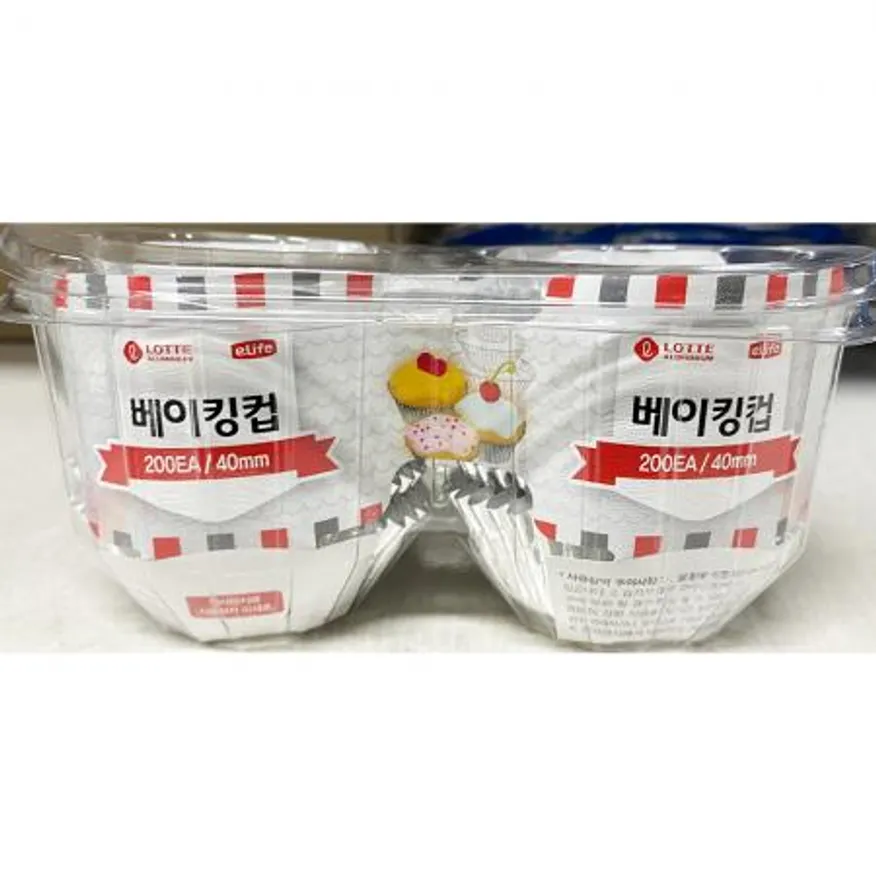 베이킹컵(롯데 200P 원형 15ux40mm) 머핀컵 컵케이크컵 유산지컵 제과제빵 제빵용품 베이킹도구 업소용 카페용품 종이컵 이미지