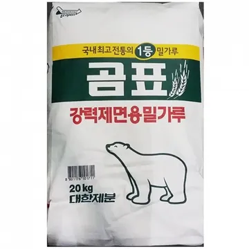 제면용 강력밀가루(곰표 20K) 1개 식자재 업소용 대용량 고급 곰표 제면용 대한 오너클랜 기타