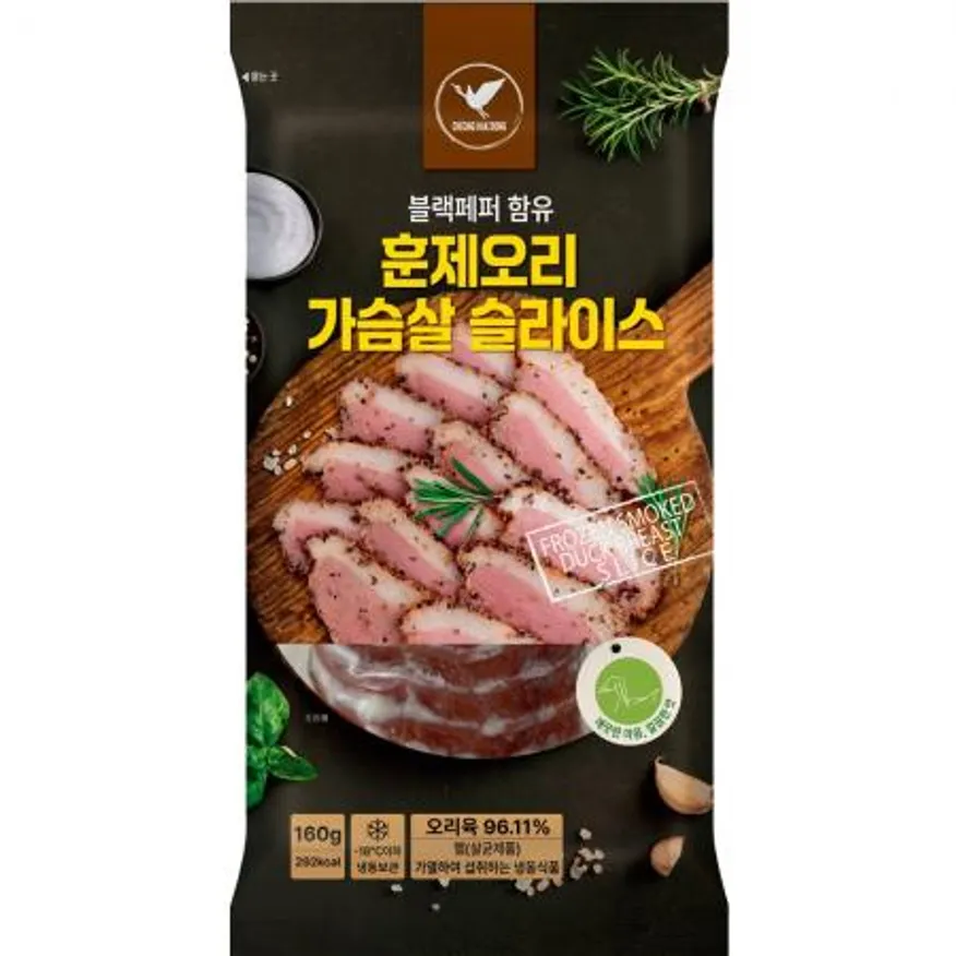 흑후추 훈제오리 가슴살 슬라이스 160g X 12봉 이미지