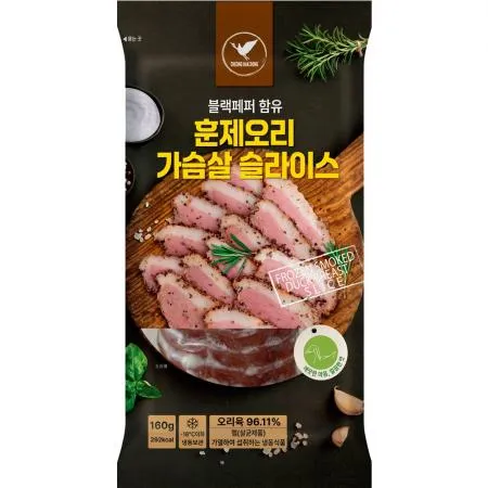 흑후추 훈제오리 가슴살 슬라이스 160g X 12봉 이미지