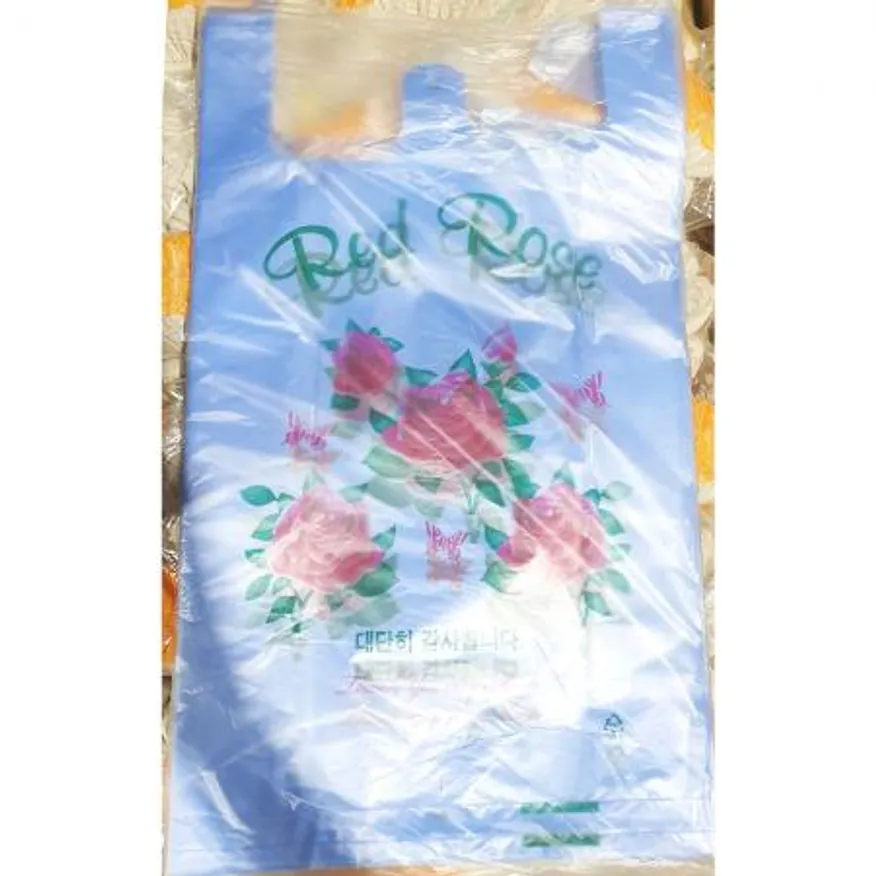 장미 손잡이 비닐봉투 중(푸르미 30x50cm) 식자재 업소용 대용량 재활용 검정 배달 두꺼운 생분해 알찬리필 마트 공장직영 킹스봉 이미지