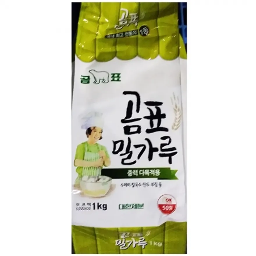 중력밀가루(곰표 1K) 밀가루 중력분 다목적밀가루 업소용 식자재 대용량 제빵재료 식당 급식 이미지
