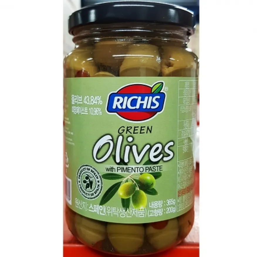 리치스 그린 올리브 360g 1개 식자재 업소용 대용량 리치스 그린올리브 올리브 동서 그린 스페인산 수입산 페렐로 비오오가닉 이미지