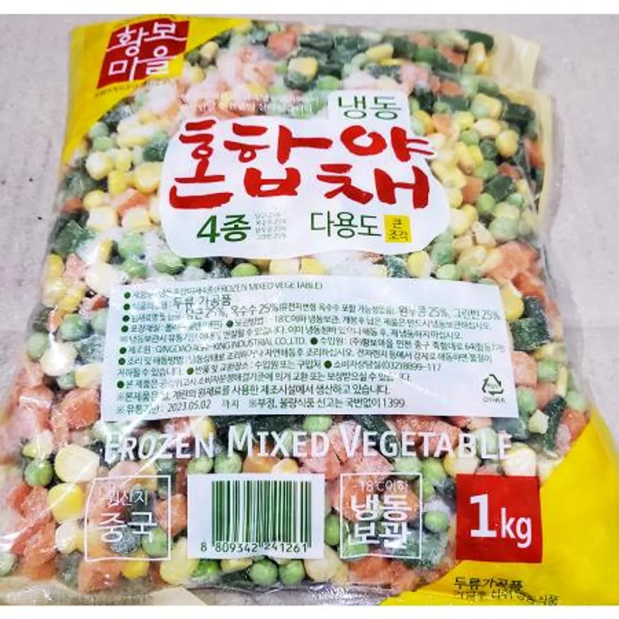 황보마을 혼합야채(4종 샐러드용 1K) 샐러드야채 냉동샐러드 손질야채 업소용혼합야채 식자재야채 대용량채소 식당재료 샐러드재료 황보마을야채 이미지