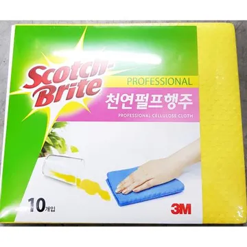펄프행주(스카치 노랑 10P )X10개 식자재 업소용 대용량 펄프행주 빨아서 재사용 샵 독일 씨엠닷컴 주방 접이식 칼라