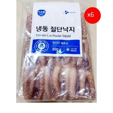 이츠웰 절단낙지(M 500g) 6개 식자재 업소용 대용량 이츠웰 냉동 절단낙지 절단 손질 주꾸미 훈훈수산 최상의 태국산