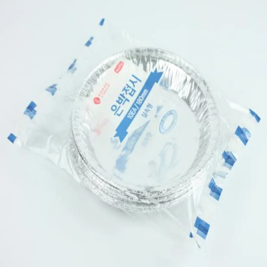롯데-은박접시 30μ 180mm 일회용품 캠핑용품 일회용접시 알루미늄접시 은박용기 업소용 바베큐용품 야외용품 식당 이미지