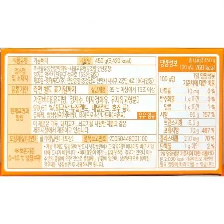 서울우유 고소한버터 450g X20 이미지