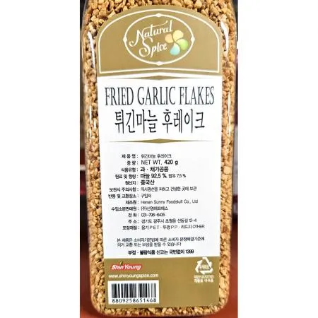 신영 튀긴마늘(후레이크 420g) 6개 식자재 업소용 대용량 토호 튀긴마늘 페트 올바른맛 제이케이푸드 바른마늘후레이크 토호식품 태국 지엔엘커머스 이미지