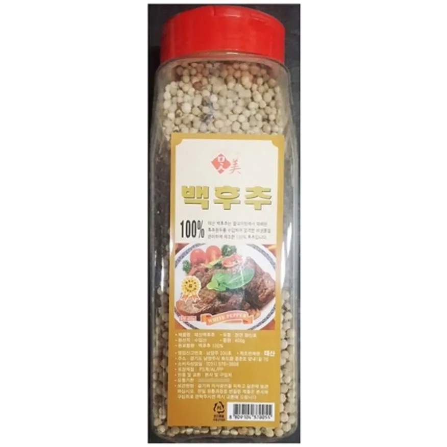 백후추(홀 태산 400g) 1개 식자재 업소용 대용량 태산 백후추 후추 태산종합상사 맛미 홀후추 기타 씨즈닝 제이큐 이미지
