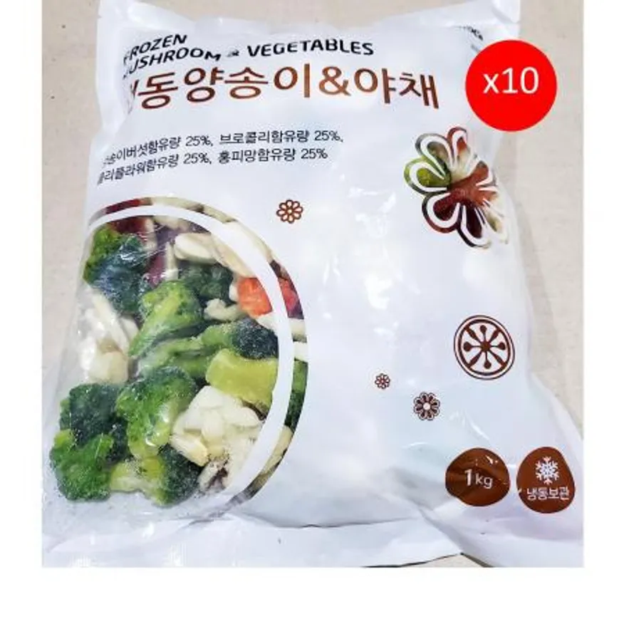 랜시푸드 양송이야채(4종 1K) 10개 식자재 업소용 대용량 아스파라거스 야채 홀파라거스 천일 랜시양송이 선인 랜시 대용량 냉동야채 이미지