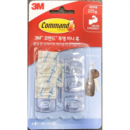 탈부착식벽걸이(3M 투명미니) 벽걸이 탈부착 벽걸이훅 코맨드 투명훅 미니훅 다용도훅 가정용 사무실용