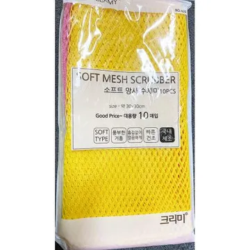망사수세미(크리미 10p 30x30 )X10개 식자재 업소용 대용량 그물 망사수세미
