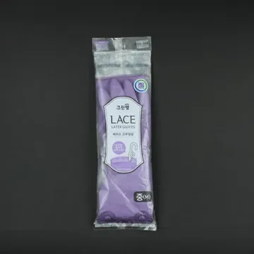 크린랩- 레이스고무장갑 바이올렛 중 1개 식자재 업소용 대용량 크린랩 크린랲 고무 기모 고리 고리고무장갑 미니