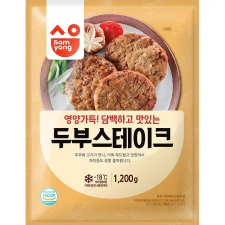 (삼양)두부스테이크 1.2k 1개 식자재 업소용 대용량 삼양 천일 즉석식품 티세이브 두부 골드 모닝하임 햄벅스테이크 이미지