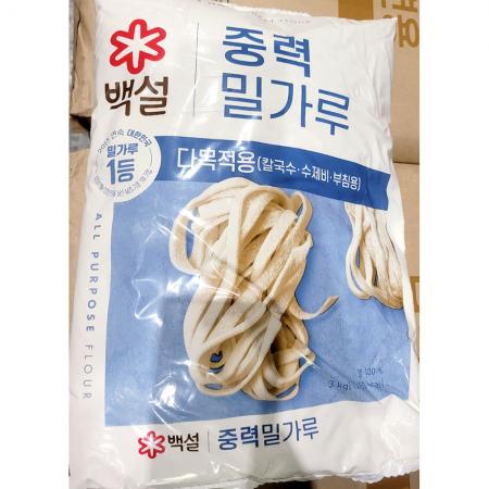 중력밀가루 1등(백설 3k) 1개 식자재 업소용 대용량 중력밀가루 밀가루 오너클랜 백설 강력 제일제당