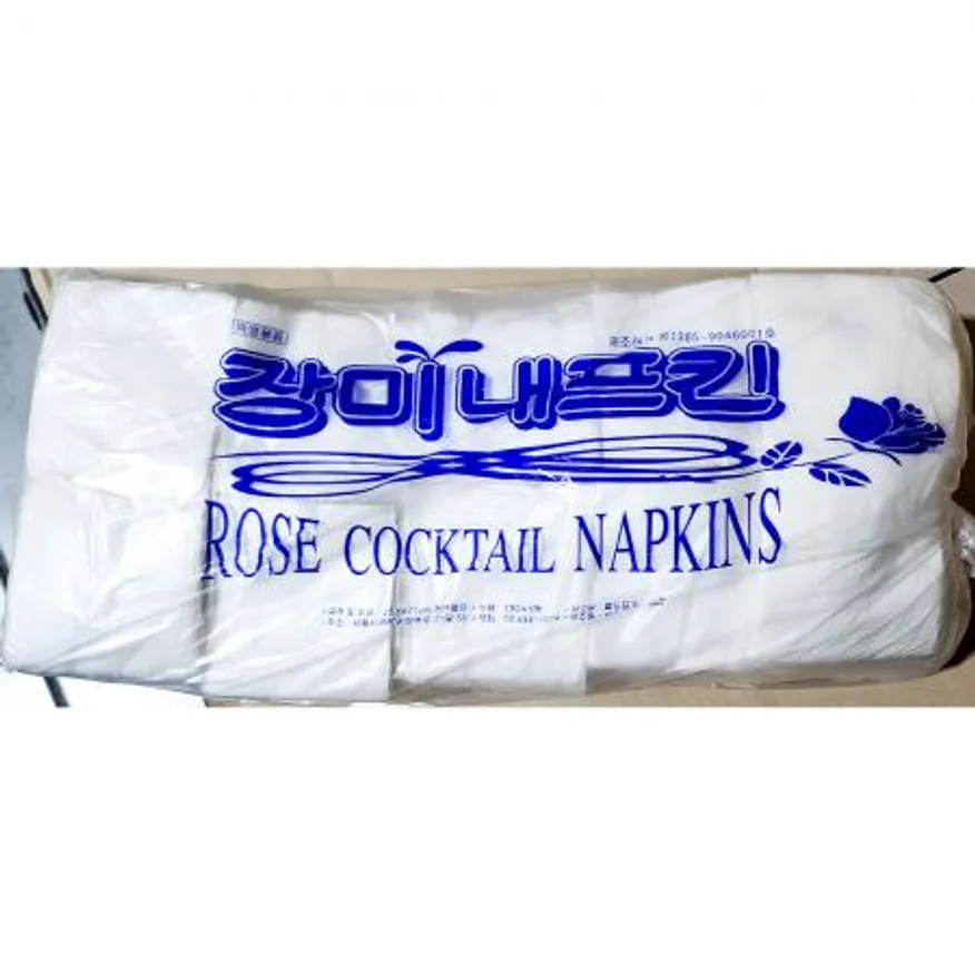 냅킨(장미로고 감사 130매) 업소용 식당용품 카페용품 일회용품 테이블용품 종이냅킨 장미냅킨 식탁냅킨 이미지