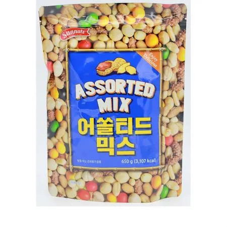 어쏠티드피넛츠(650g) 1개 식자재 업소용 대용량 추억의 단짠믹스 대용량 어쏠티드피넛츠 빠르미쇼핑 크리스피 선명농수산 황남 오징어