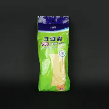 크린랩- 간편고무장갑 10켤레 1개 식자재 업소용 대용량 크린랩 크린 크린랲 면코팅 천연 요리 설거지 제이큐 용품