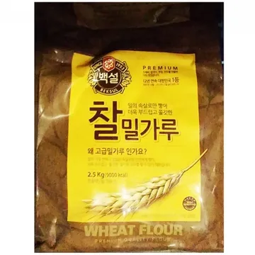 찰밀가루(백설 2.5K) 6개 식자재 업소용 대용량 찰밀가루 백설 제일제당 대한제분 오너클랜 농협 찰 씨제이 수제비