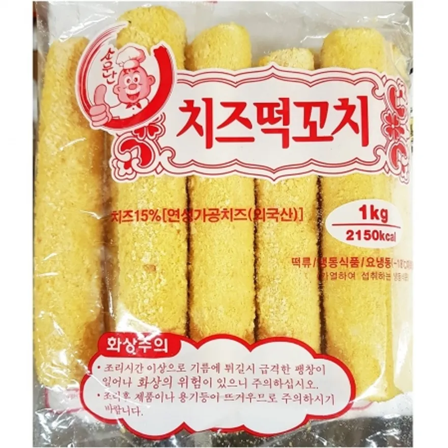 금호 치즈떡꼬치 1K 간식 분식 냉동식품 업소용 학교급식 떡꼬치 치즈떡 어린이간식 이미지