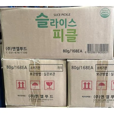 슬라이스 일회용피클(엔엘 80g 168개) 식자재 업소용 대용량 제이케이푸드 달디단마켓 슬라이스 후레쉬 분이네 지케이푸드 에이치에이유통 엔엘 엔엘푸드 이미지