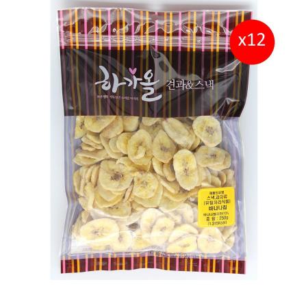 (하가올소)바나나칩(250g)X12 건과일 업소용 식자재 대용량 마른안주 간식 식자재마트 베이킹재료 카페