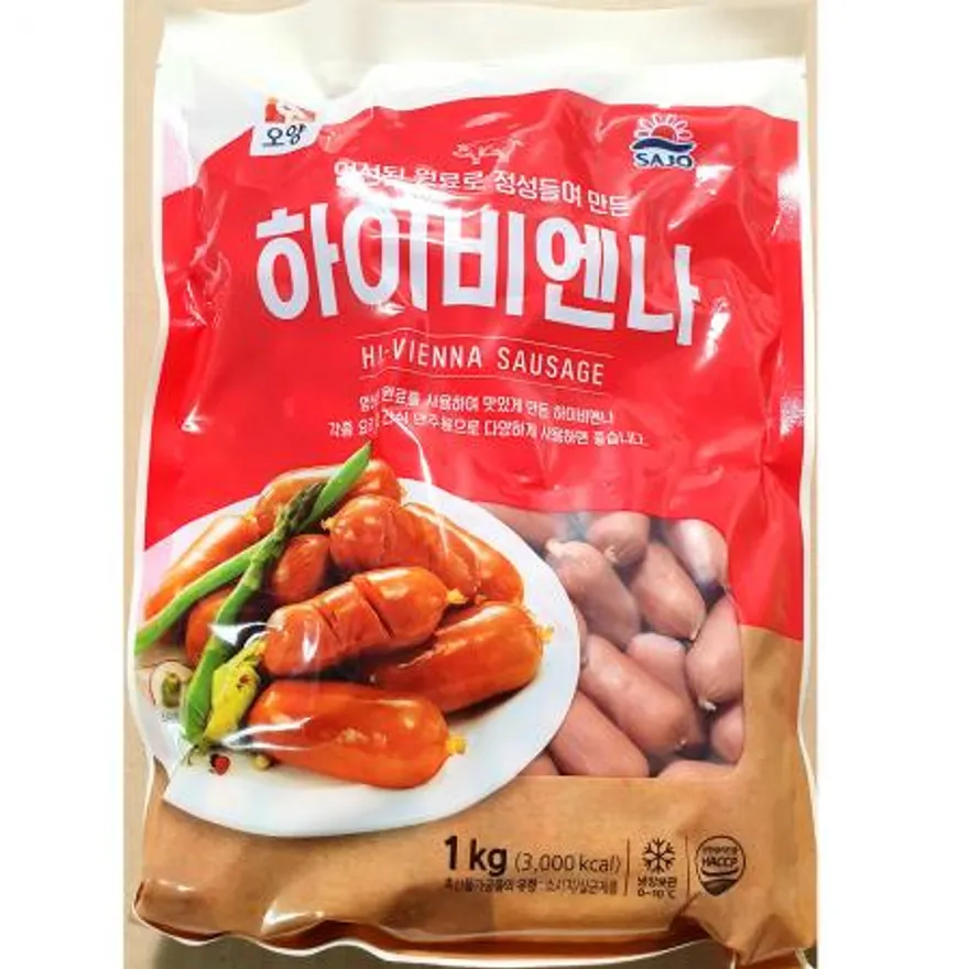 하이비엔나(오양 1K)X3 비엔나소세지 소세지 업소용 단체급식 반찬재료 부대찌개재료 간식소세지 식자재 이미지