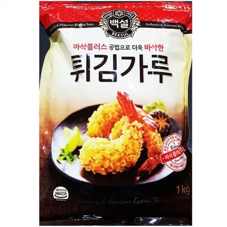 튀김가루(백설 1K)X10 백설튀김가루 바삭한튀김 튀김요리 치킨튀김 분식재료 튀김믹스 밀가루 업소용 식자재