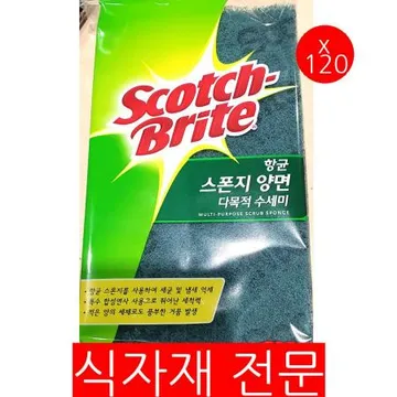 수세미(3M 양면 스폰지) 120개 식자재 업소용 대용량 스카치브라이트 스크럽 스폰텍스 수세미 천연 스텐 생활공작소 스크럽대디