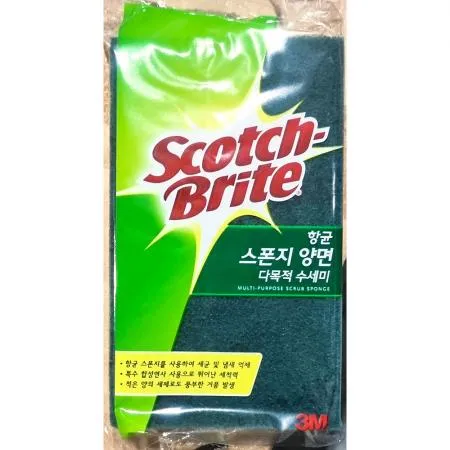 스카치브라이트 스폰지수세미 대 9x15cm 개별포장 X60 식자재 업소용 대용량 스카치 제로스크래치 제로스크레치 항균 강력 수세미 욕실청소 기름때 양면 이미지