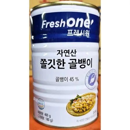 프레시원 쫄깃한골뱅이캔(자연산 400g) 12개 식자재 업소용 대용량 자연산 삼포 골뱅이 깡통 골뱅이캔 개 캔 업소용 식재료