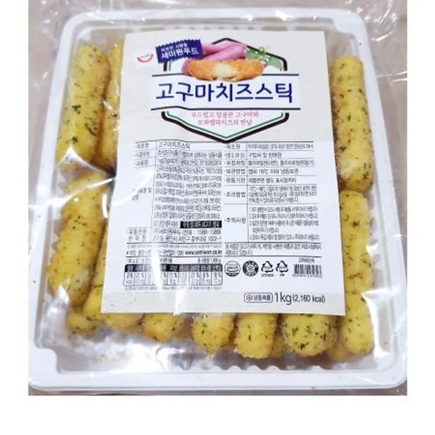 에스테이블 고구마치즈스틱(25g x40개 1k) 에스테이블고구마치즈스틱 냉동고구마치즈스틱 치즈스틱 카페메뉴 호프집안주 pc방간식 분식메뉴 튀김간식 사이드메뉴 이미지