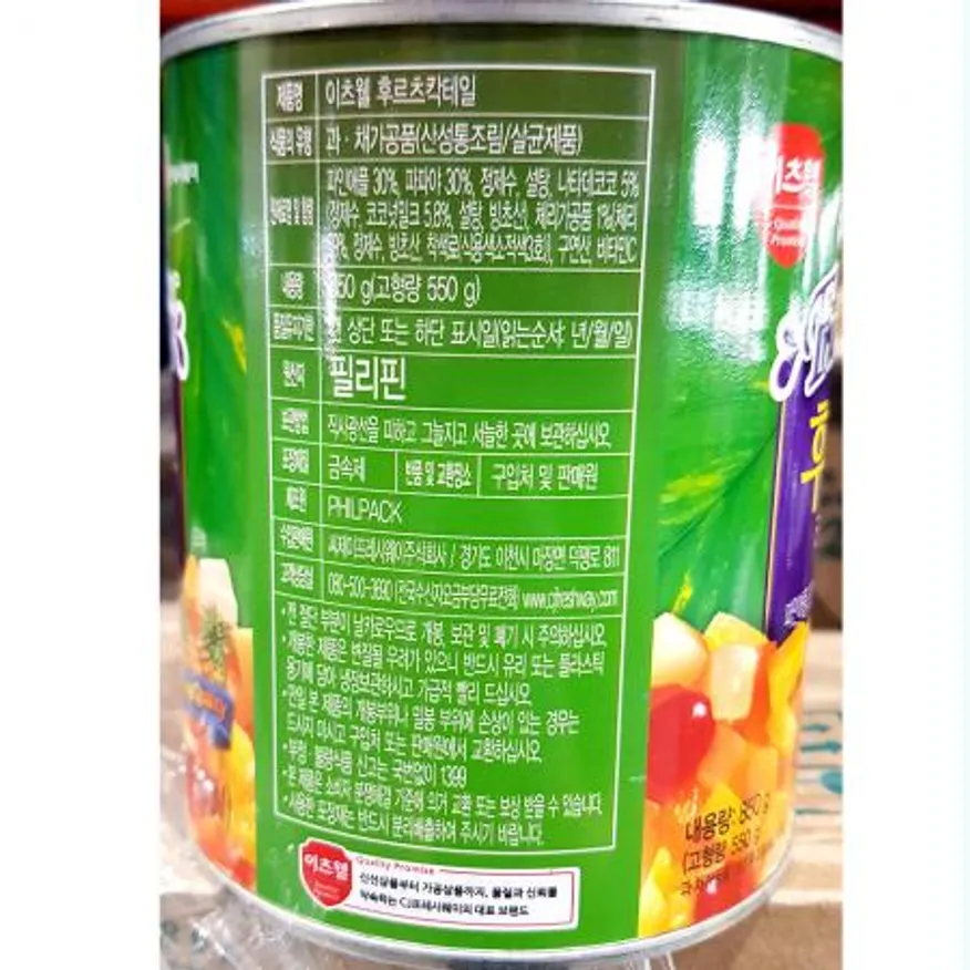 후르츠칵테일(이츠웰 원터치 NEW 850g)X12 이미지