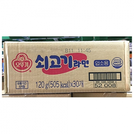 쇠고기라면 덕용(오뚜기 30봉) pc방라면 군부대식자재 급식라면 대용량라면 식당라면 오뚜기라면 쇠고기 라면 봉지라면 인스턴트라면